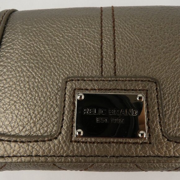 RELIC Wallet Womens Metallic Gold Clutch With Snap Closure Faux Leather - Picture 7 of 16